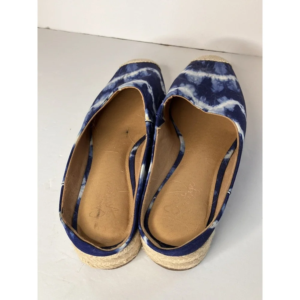 Crown Vintage Shoes  Sz 7 Blue Flat‎ espadrilles Tie Dye Mule